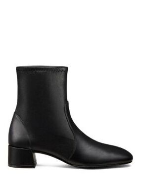 STUART WEITZMAN Stretch Black Leather Ankle Booties Low Heel Boots